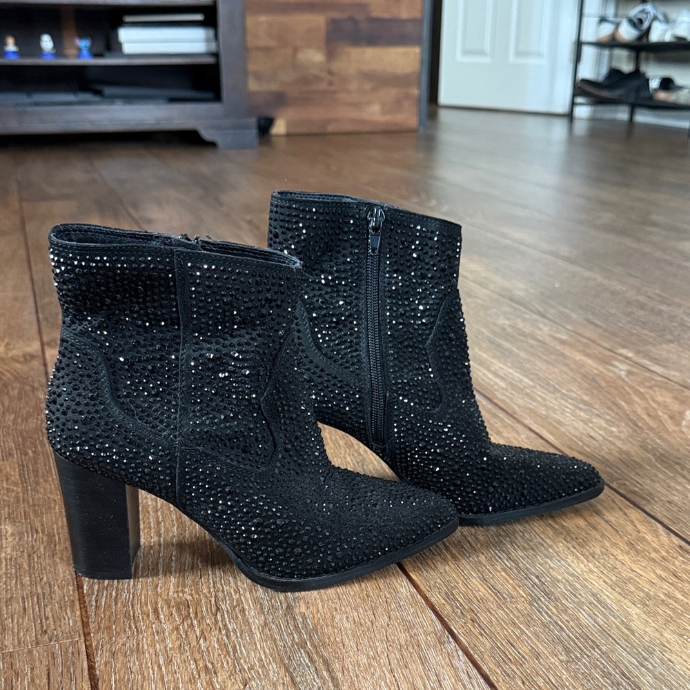 Black Jeweled High Heel Boots